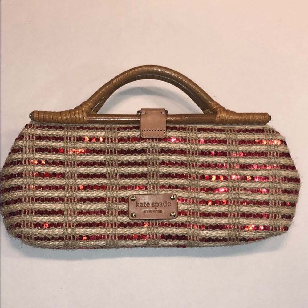 Kate Spade purse, bamboo & red sequins, Unique!